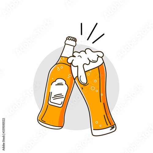 Beer pub labels, badges and icons collection. Monk beer label.