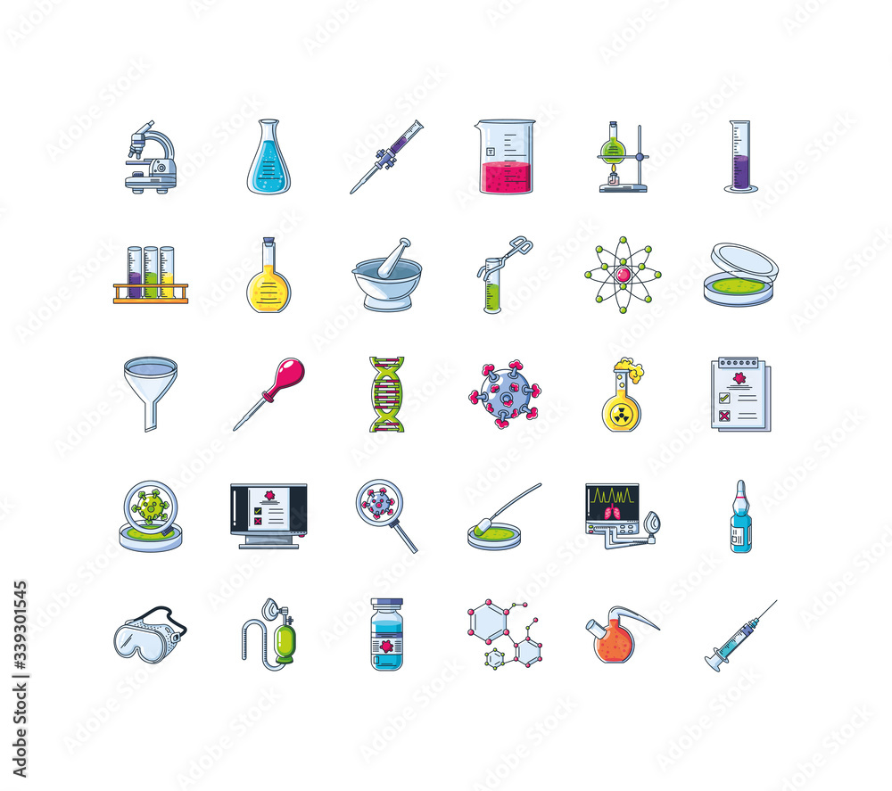 set of icons laboratory research set of icons laboratory research