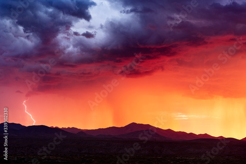 Sunset with monsoon storm clouds in the Arizona desert