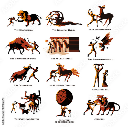 Wallpaper Mural greek mythology hercules heracles 12 labours