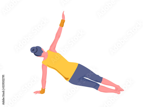 Sport and healthy lifestyle concept. Beautiful fitness girl doing exercises, vector illustration. Fitness concept of woman healthy lifestyle. For page, web, social network. Isolated on white.