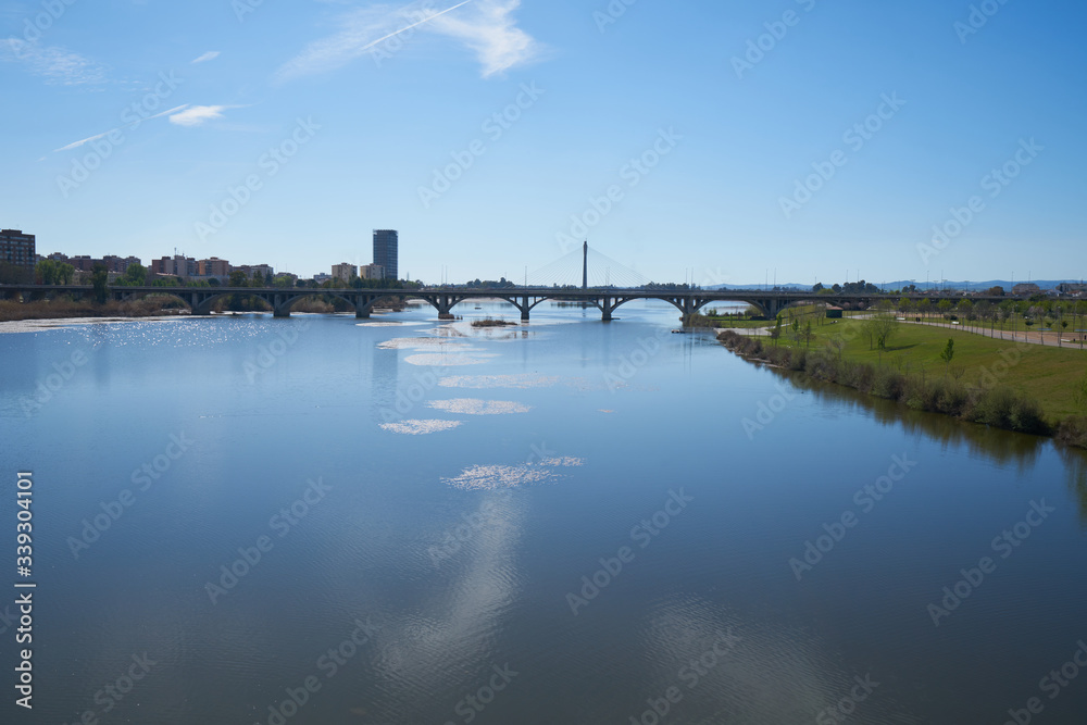 Puente de Palmas bridge view of Badajoz city, Spain