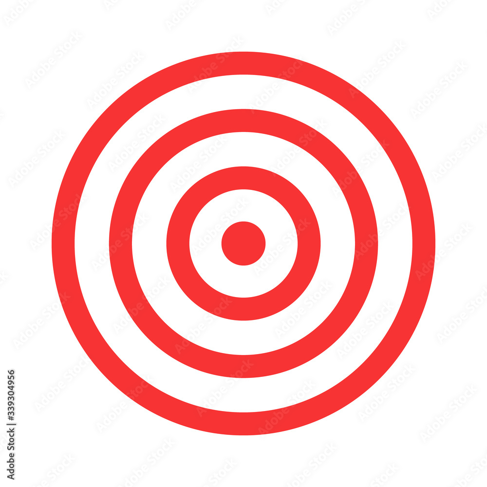 Target icon. Goal vector illustration isolated on white. Marketing or business aim. Target icon. Goal vector illustration isolated on white. Marketing or business aim.