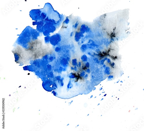 Colorful abstract watercolor texture stain with splashes and spatters.
