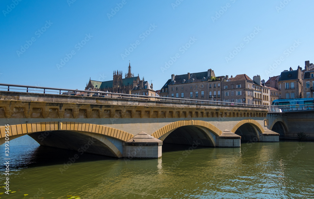 Moyen Pont des Morts or Middle Bridge of the Dead in the historical center of Metz, Lorraine, France