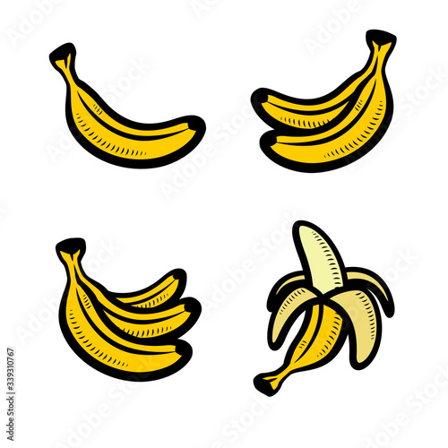 Bananas set. Collection icon banana. Vector