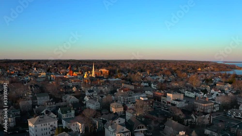 Drone flight, Beverly, MA at Sunset