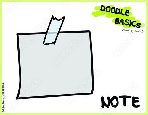 Doodle Sketchnote Template for Workshops, Seminar, Flipchart and Graphic Recording Notizen - Post It - Botschaft - Zettel - angeklebt - Nachricht