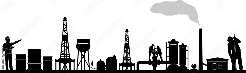 Oil Fracking Tower Silhouette Vector Oil Fracking Tower Silhouette Vector