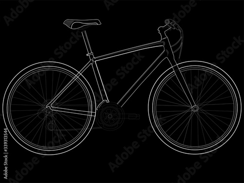 white bicycle isolated on black