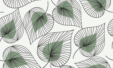 Sierkussen Bladnerven patronen Handgetekend bloemenpatroon vintage stijl  © Tolchik