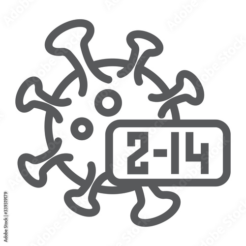 Coronavirus incubation period line icon, infection and covid-19, virus sign, vector graphics, a linear icon on a white background, eps 10.