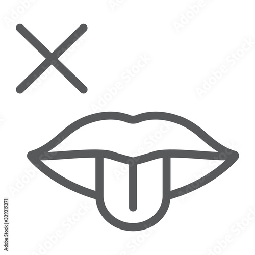 No taste symptom line icon, infection and covid-19, coronavirus symptom sign, vector graphics, a linear icon on a white background, eps 10.