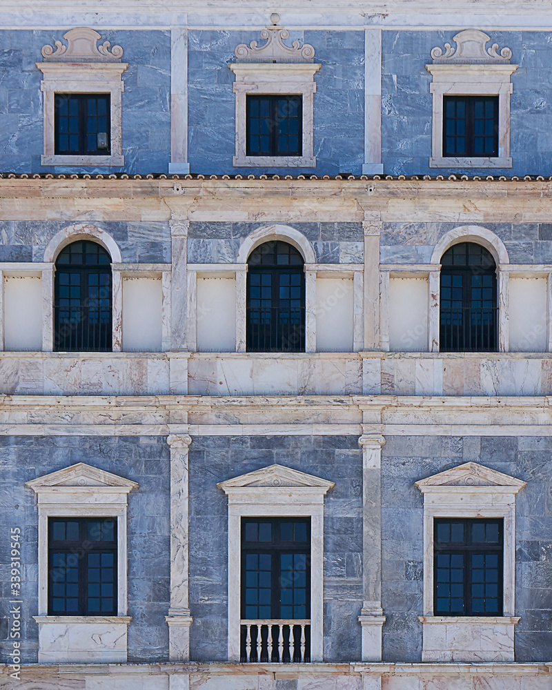Window architecture details of Paco ducal in Vila Vicosa in Alentejo, Portugal