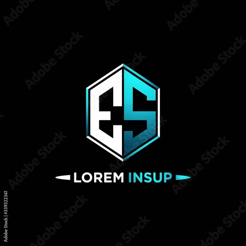 ES initial hexagon logo monogram designs modern templates .
