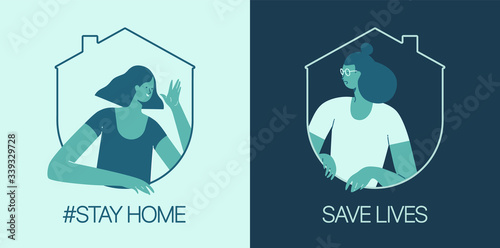 Stay at home, save lives. Social Media campaign aimed at preventing the spread of the COVID-19 coronavirus epidemic.