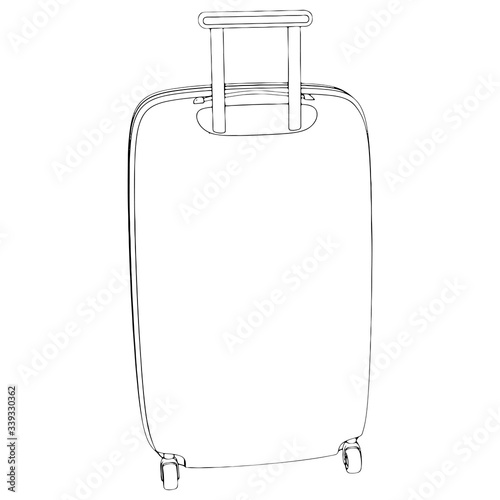 sketch of a suitcase with wheels vector from different views