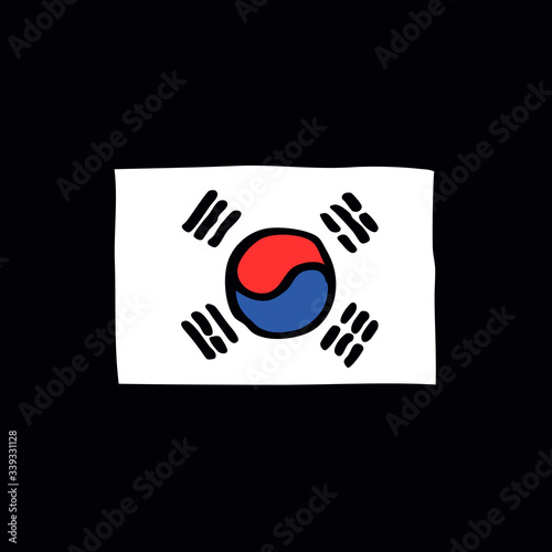 Flag of south Korea doodle icon