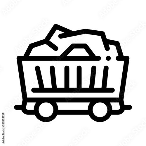 coal cart icon vector. coal cart sign. isolated contour symbol illustration
