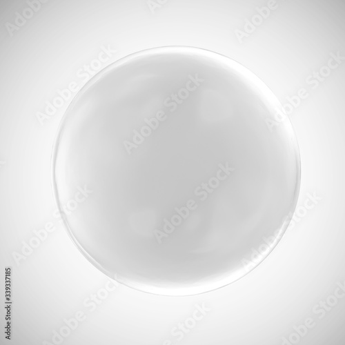 Empty Blank Circle Shaped Glass Button on gradient background