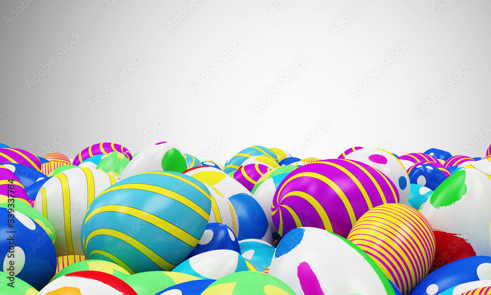 Heap of Painted Easter Eggs on gradient background. 3D Rendering Heap of Painted Easter Eggs on gradient background. 3D Rendering