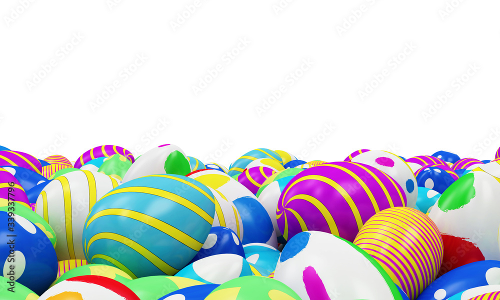 Heap of Painted Easter Eggs on white background. 3D Rendering Heap of Painted Easter Eggs on white background. 3D Rendering