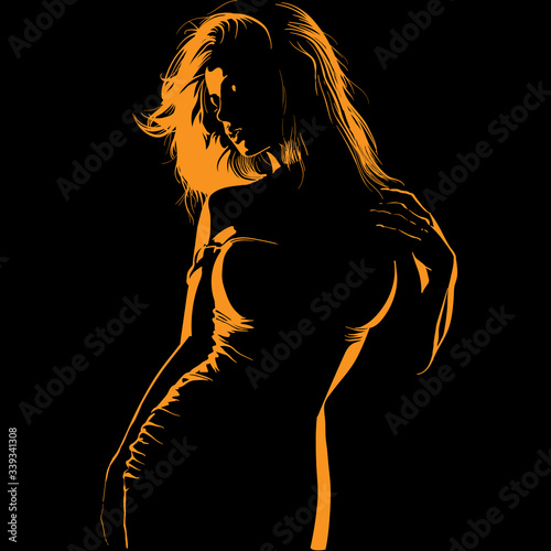 Contrast Beautiful girl face and body 