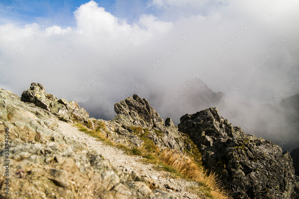 View from the Szpiglaskowy Wierch peak in the Tatra Mountains, in southern Poland.