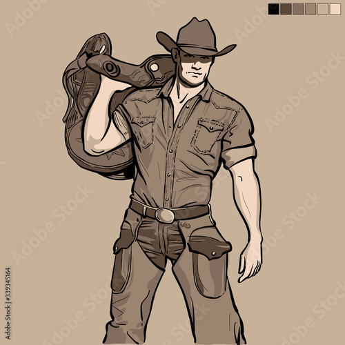 Man with cowboy hat. Western. Portrait. 