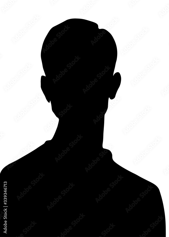 male profile picture, silhouette. Of the page	