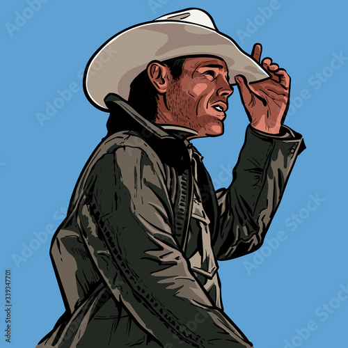 Man with cowboy hat. Western. Portrait. 