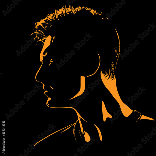 Man portrait silhouette in contrast backlight.
