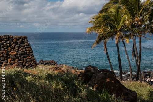 The Ruins Of An Ancient Temple Overlooking Koai‘e Cove, Lapakahi State Historical Park, Hawaii, Hawaii, USA