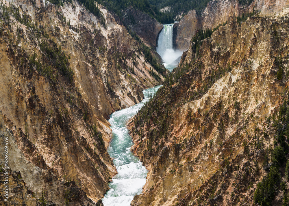 The Lower Falls of The Yellowstone River and The Grand Canyon of The Yellowstone River, Yellowstone National Park, Wyoming, USA