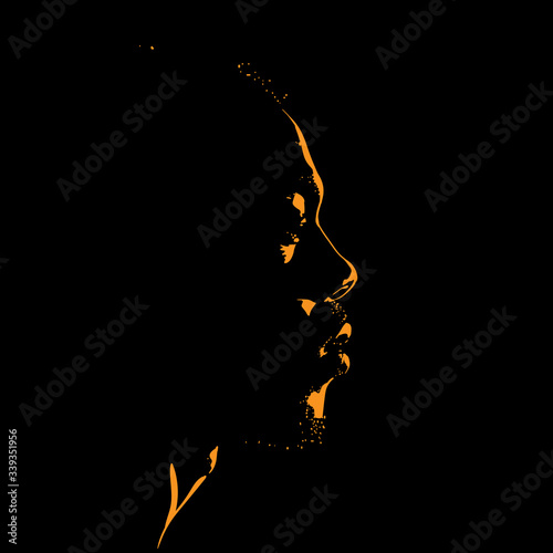 Man portrait silhouette in contrast backlight