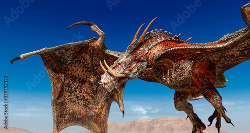 dragon is hunting down on desert © DM7