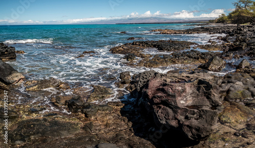 Lava Covered Shoreline Of Kihola State Park Reserve With The Kohala Mountains In The Distance  Hawaii  Hawai USA