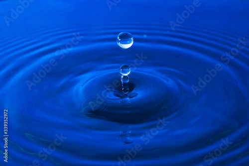 blue transparent water drop splash.