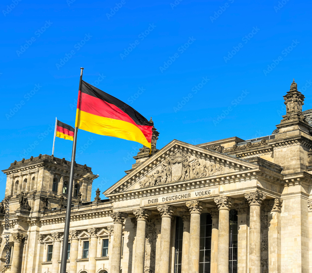 Fototapeta premium The Reichstag building in Berlin: German parliament 