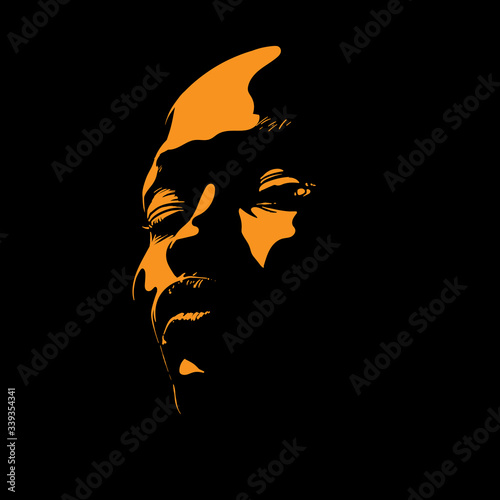 Woman portrait silhouette in contrast backlight