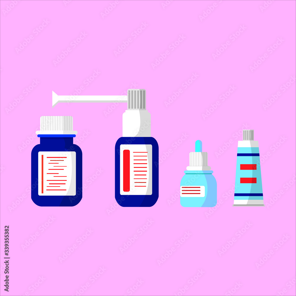 Medical bottles with medicines and ointment Medical bottles with medicines and ointment