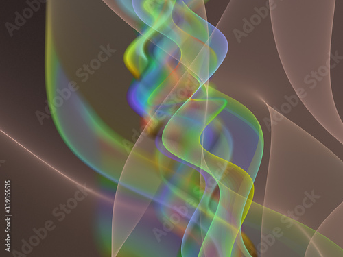 Abstract Colored Illustration - Soft Iridescent Colorful Cloud of Brilliant Energy, Glowing Plasma. Smoke, Energy Discharge, Digital Flames, Artistic Design. Minimal Soft Background Image