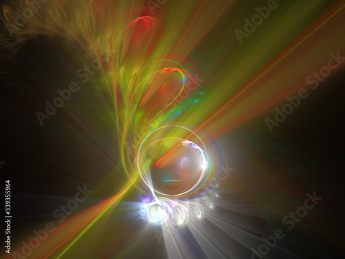 Abstract Colored Illustration - Soft Iridescent Colorful Cloud of Brilliant Energy, Glowing Plasma. Smoke, Energy Discharge, Digital Flames, Artistic Design. Minimal Soft Background Image