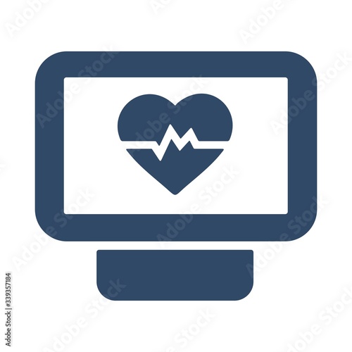 Medical diagnosis on monitor icon. Cardiological diagnosis on monitor. Electrocardiogram sign. Modern flat icon for perfect healthcare concept.