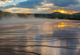 Sunset Reflections  Near Grand Prismatic Springs, Midway Geyser Basin,Yellowstone National Park, Wyoming, USA
