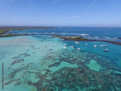 Isabela Island, Galapagos, aerial shot of an Island in the Pacific