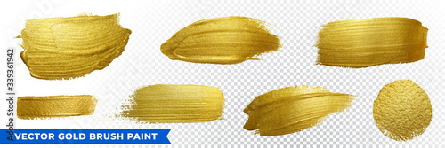 Gold brush paint strokes with golden glitter texture. Vector golden sparkling glow background for Christmas, luxury design
