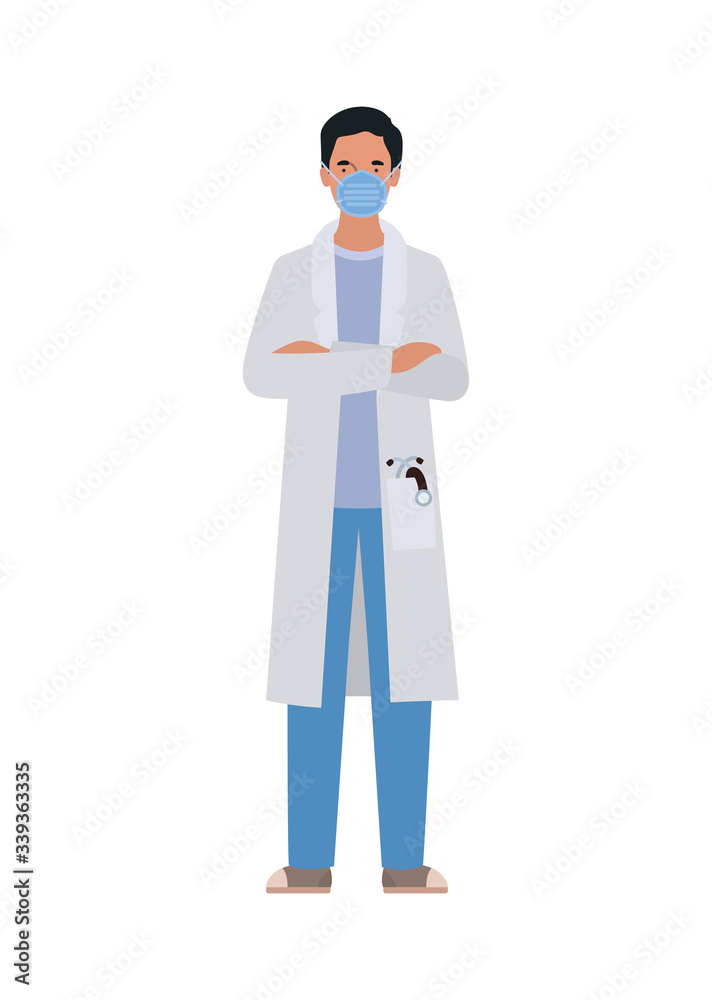 Man doctor with mask against 2019 ncov virus vector design Man doctor with mask against 2019 ncov virus vector design