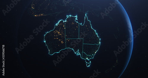 Australia map outline view from space  globe planet earth  elements of this image courtesy of NASA