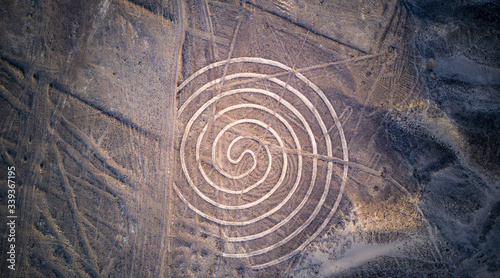 Photos Aerial top down view on the Circle one of the Nazca lines